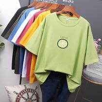 Fat sister short sleeve T-shirt plus fat increase womens clothing 200kg Korean fresh 240kg large size summer casual fashion