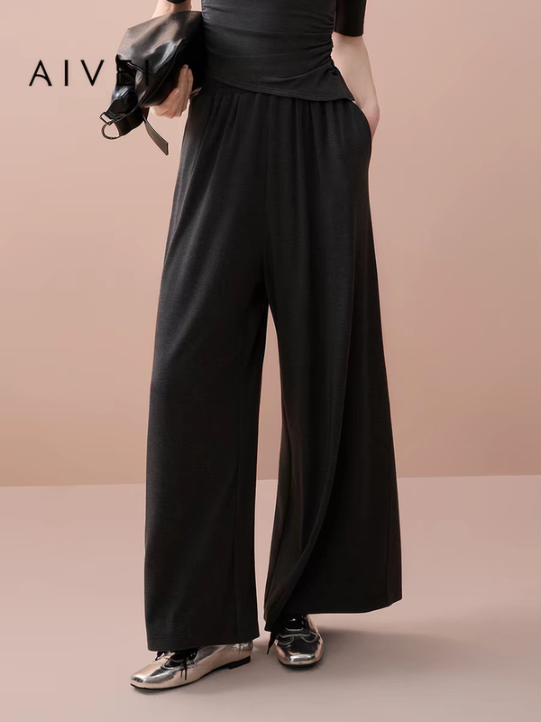 Rj Knit Pants That Can Be Worn in All Seasons, Made of Fine Wool, with a Loose and Lazy Style