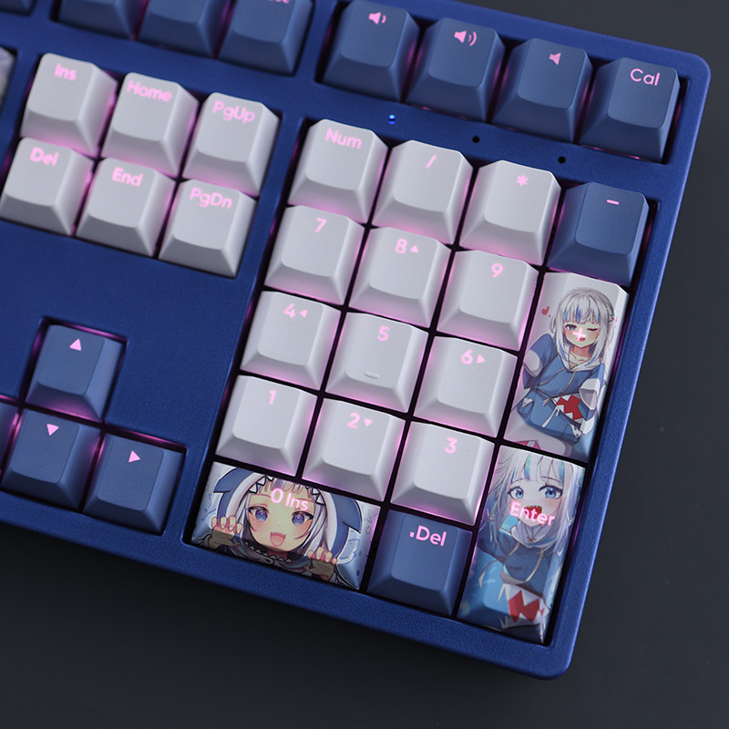 108 Keys/set Vtuber Gawr Gura Keycap PBT Dye Subbed Backlit