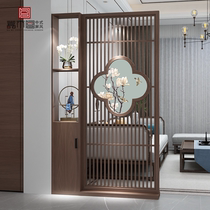 Modern new Chinese living room dining room screen partition double-sided solid wood hollow with shoes cabinet into the home porch cabinet