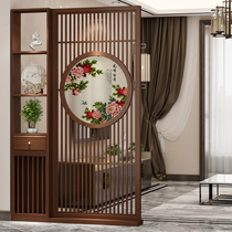 Living room shelf screen Cabinet new Chinese style full solid wood hollow double-sided partition decoration study dining room room shelter