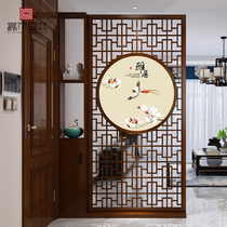 Chinese style solid wood screen partition living room lattice hollow double-sided embroidery calligraphy painting with storage rack porch cabinet Chinese style