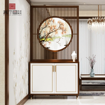 Entry light luxury porch cabinet partition living room new Chinese solid wood double-sided hollow barrier screen bathroom aisle