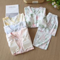 2020 new ladies free of bra with chest cushion integrated Miansilk pyjamas clothes Home suit Long sleeves Long sleeves Long pants Man cotton