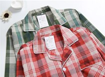 Daily single simple long sleeve trousers spring and autumn summer cotton men double gauze home wear pajamas set