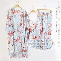 Foreign trade cotton silk three-piece home wear pajamas set sexy cute Japanese sweet style
