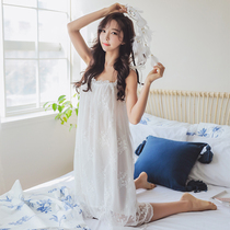Summer Japanese sling nightclothes girl students sweet and cute sexy shoulder lace nightgown Fairy Spring and autumn