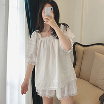 Cotton pajamas ladies summer thin cute Net red sun sweet princess style set summer two-piece short sleeve