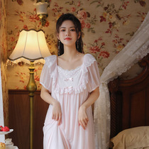 Princess wind nightgown women 2021 new summer modal short sleeve court style lace sweet loose home clothes
