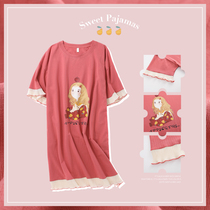 Nightdress female summer short sleeve Korean sweet cute girl soft girl Japanese fairy wind small sexy summer pajamas skirt