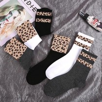 2 3 pairs of BAO WEN socks womens middle tube Korean middle tube socks college style ins tide Korean version wild autumn and winter long tube