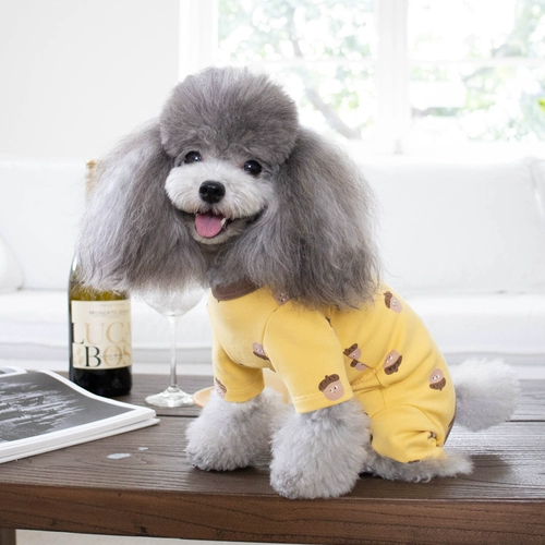 Весна и осень чистые хлопковые домашние кошки, собаки и собаки, обернутая живот четырех -одежда плюшевая сделка собаки пижамы маленькие щенки