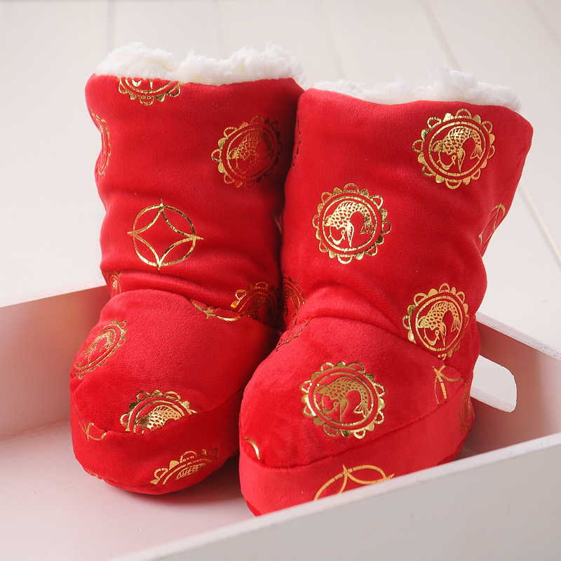 Baby cotton shoes 036-December autumn and winter plus velvet thick men and women baby do not drop shoes newborn soft bottom foot set before the shoes