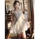 Tassel Feather Dress Women's Summer 2024 New Sweet High Waist Slim Vacation Temperament Super Fairy Suspender Skirt