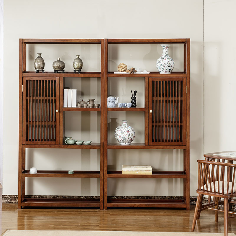 Bogu Shelf New Chinese Solid Wood Shelve Shelf Tea Furniture Exhibition Shelf Multi-Treasure House Objects Golden Autumn Sandalwood Antique Rack