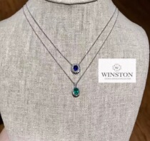 (Westin Jewelry)Egg-faced sapphire Faceted emerald Seiko diamond 18k white gold necklace Clavicle chain