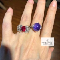 (Westin Jewelry)Discolored GIA certificate Myanmar purple Discolored sapphire bare stone diamond 18k gold ring