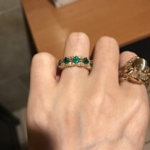 (Westin Jewelry)Classic square emerald horse eye diamond 18k gold row ring ring diamond ring