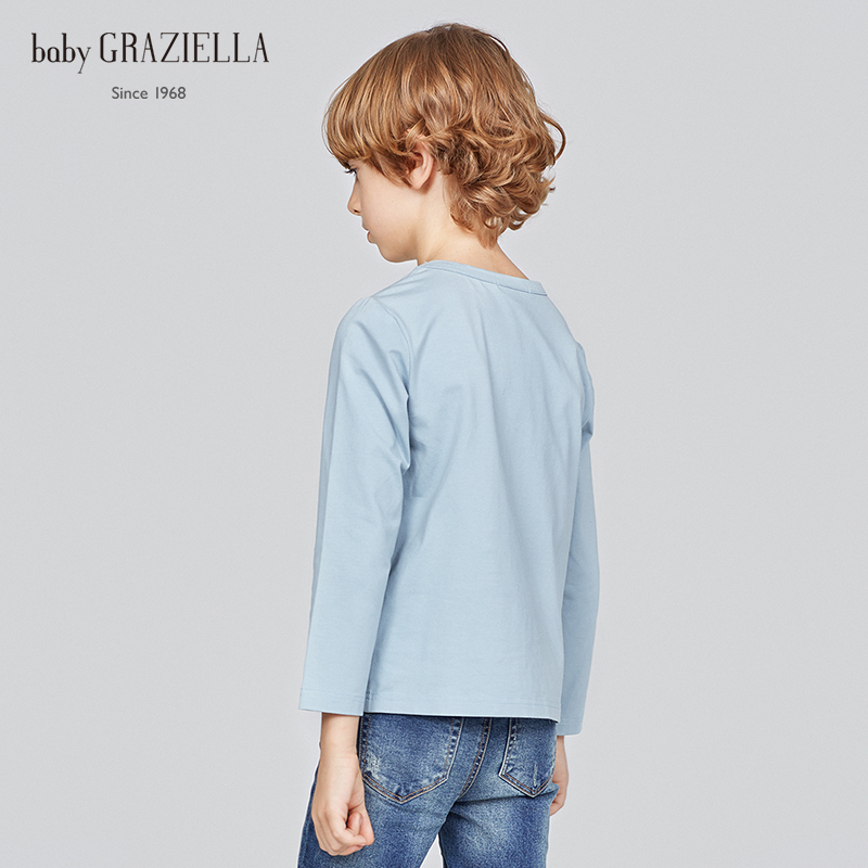 Bé Graziella Gorazia trai vừa Boy in rắn dài tay-Round Collar Casual T-shirt Lên trên