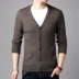 Mùa thu và mùa đông mới áo khoác cardigan dày nút nam cổ chữ V đan mỏng Slim màu trung tính và áo len cao tuổi - Cardigan Cardigan