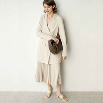 BEEWOOD Biwutong original design womens fashion temperament lace-up windbreaker jacket beige color small man