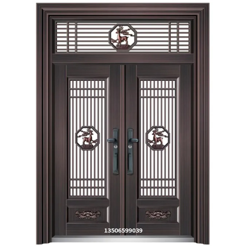 Zinc alloy home villa glass door double door rural anti-theft door rural self-built house copper door entry