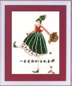 French DMC cross embroidered self supporting piece drawings print French-style magazines-Strawberry Girls & Basket