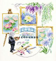 French imports DMC cross embroidered self supporting piece drawings Print VE Collections-Monets garden