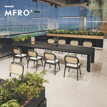 Negotiation Lounge Area Long Table Solid Wood Meeting Table Table And Chairs Combined Retro and Qi Wind Folk Rattan choreography