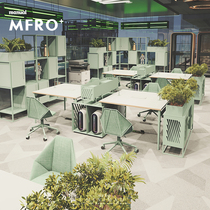 Staff desk desk chair combination modern minimalist partition screen card seat double four six person 4 6 combination