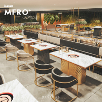 Commercial Hot Pot Table And Chairs Combined Cassette Sofa induction cooktop Barbecue Table Rockboard Hotel Restaurant