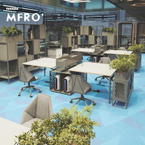 Modern minimalist staff station table and chairs composition office Double four-six-position 4 6 partition screen cassette combination