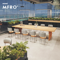 Retro Taku Qi Wind Folk Rattan Choreography Chair Talks Rest Area Meeting Table And Chairs Combined Real Wood Table Long Table