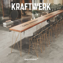 Bar Table Solid Wood High Foot Chairs Combined Milk Shop Café Coffee Hall Clear Bar Leaning Against Wall Table Bar Bench Bar Long Bar Table