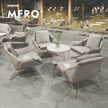 Light and luxurious modern reception Sales Department will be in talks for a table of four chairs combined milk tea café lounge with real leather sofas