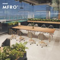 Modern minimalist conference table and chairs combined solid wood long table in talks to guest office reception strip table restaurant Bar