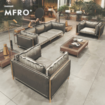 Light and luxurious office Serie genuine leather trio Sofa Business Reception Guest Tea Table Combination Suit Brief modern