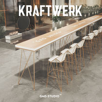 Bar table solid wood high foot table and chairs combined clear wine bar Milk Shop Café by wall Table Bar Table Chair Balcony Strip Table