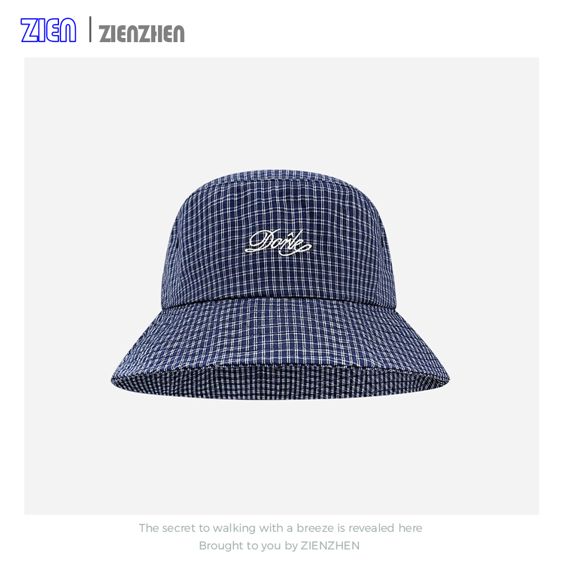 Japanese-Style Letter Embroidery Plaid Bucket Hat for Women, Versatile Sun Protection and Sunshade, Makes the Face Look Smaller, Suitable for Men and Women in Spring and Summer Japanese-Style Letter Embroidery Plaid Bucket Hat for Women, Versatile Sun Protection and Sunshade, Makes the Face Look Smaller, Suitable for Men and Women in Spring and Summer