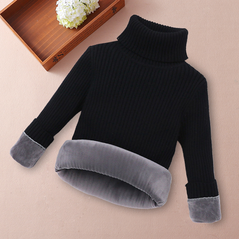 Boy children plus suede thickened high collar sweater damp 2022 autumn and winter style CUHK children warm cover headbeat underweaters