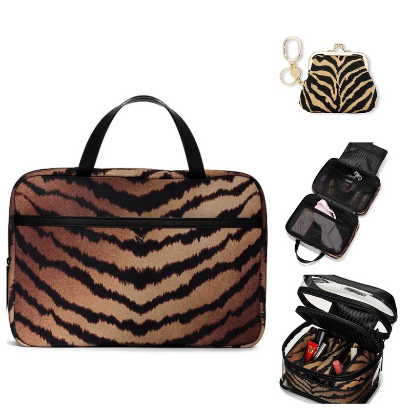 Victoria's Secret New Authentic Makeup Bag Tiger Pattern Hook Storage Bag Lipstick Small Bag Portable Tool Bag Victoria's Secret New Authentic Makeup Bag Tiger Pattern Hook Storage Bag Lipstick Small Bag Portable Tool Bag