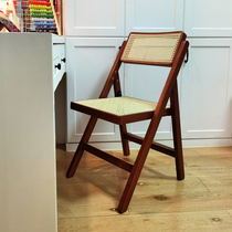 Nordic folding single rattan chair balcony retro hand-woven dining chair modern chair backrest cafe casual chair