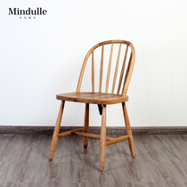 Nordic solid wood dining chair simple chair home desk chair cafe leisure chair original ecological log seat