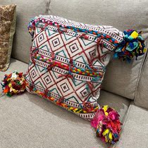 Indian handmade old printed pillow cushion living room imported waist pillow retro Bohemia homestay decorative pillow