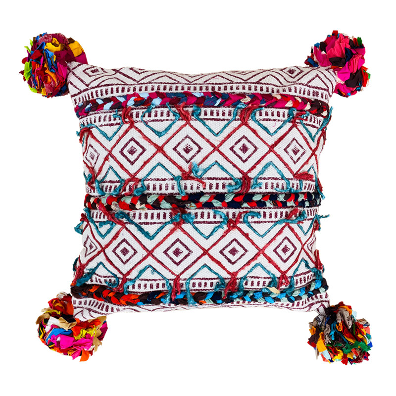 Pure handmade in India Old Printed Pillow Cushion Living-room Imported Waist Pillow Retro Bohemian Folk Juku Decoration Hug