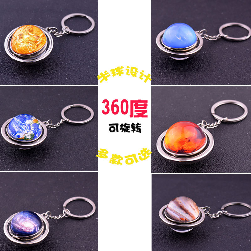 Planet Rotating Stress Relief Keychain Student Backpack Pendant Keyring Milky Way Solar System Jupiter Neptune