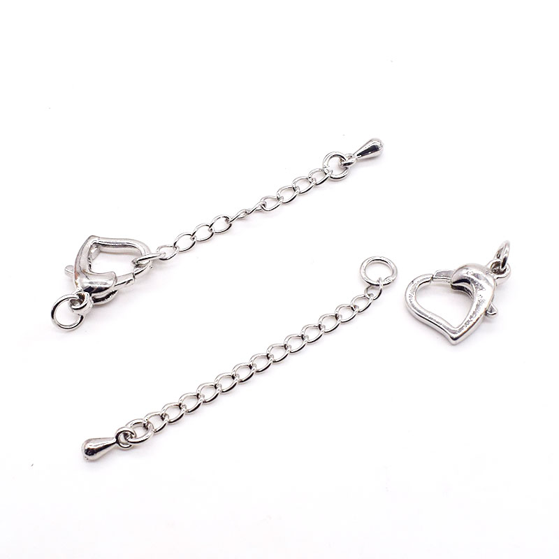 925 Half Silver Lobster Buckle Điều chỉnh chuỗi mở rộng Vòng đeo tay Vòng chân Vòng cổ Hình trái tim Tôm hùm Khóa DIY Trang sức Chất liệu - Vòng chân lắc chân nữ