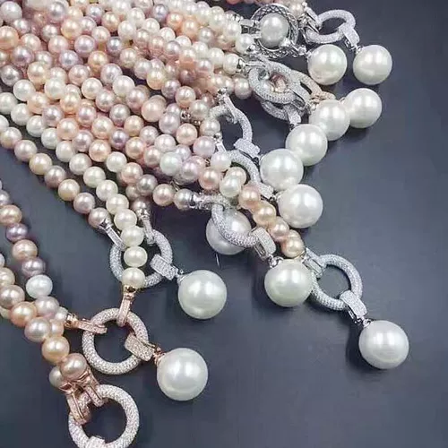 Высококлассное ожерелье из жемчуга, подвеска, длинный свитер, аксессуар, микроинкрустация