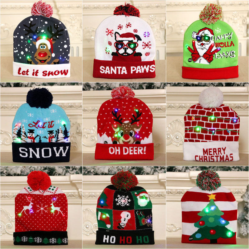Santa Claus hat children adult snowman elderly deer red luminous deer antlers dressed up for Christmas decorations-Taobao