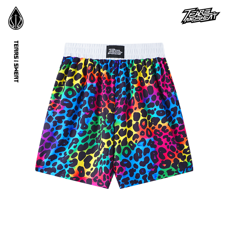 Tearsandsweat Basketball Trendy Brand Men's Quick-Drying Sports Shorts Spring, Summer and Autumn Leopard Print Beach Shorts Rui Ge